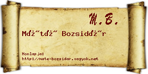 Máté Bozsidár névjegykártya